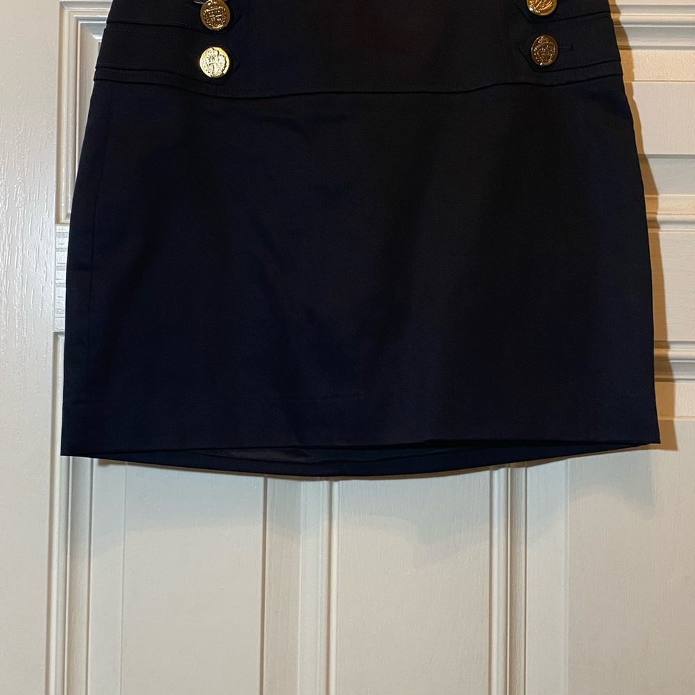 Express Chic Black Skirt with Gold Buttons